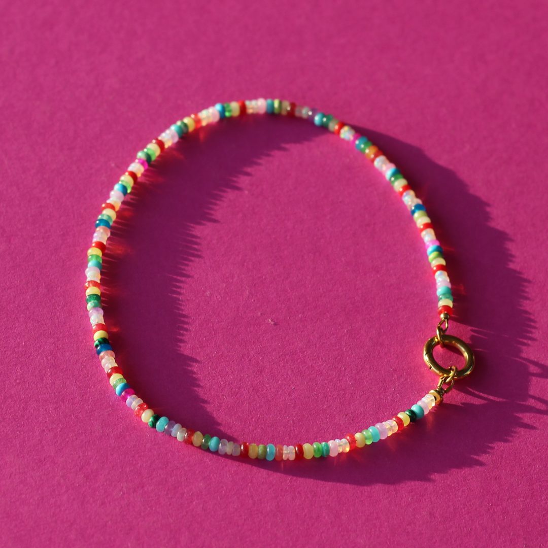 Gemstone necklace glitter & rainbows