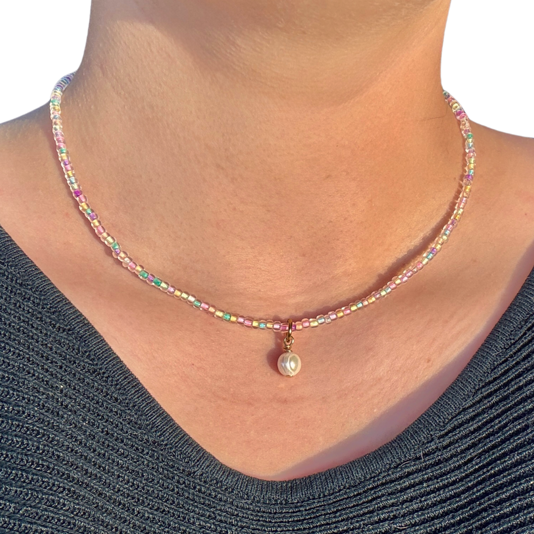 Soft Rainbow gemstone necklace