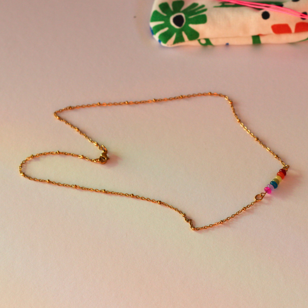 Boho Rainbow gemstone necklace