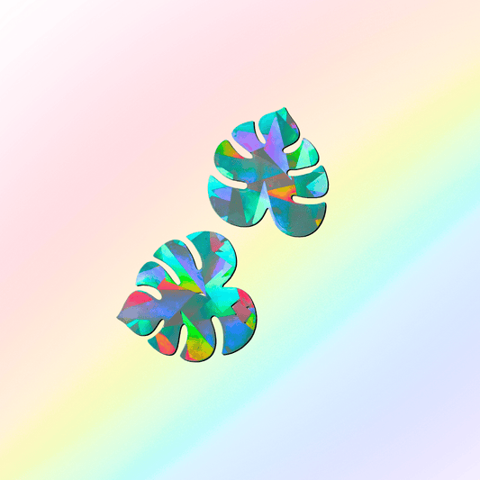 Suncatcher window stickers set of 2 monstera leafs