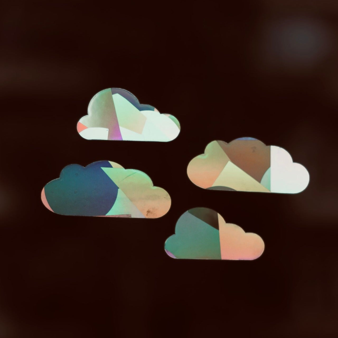 Window sticker set clouds with prismatic effect