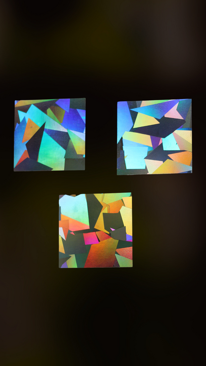 Window sticker set squares with prismatic effect