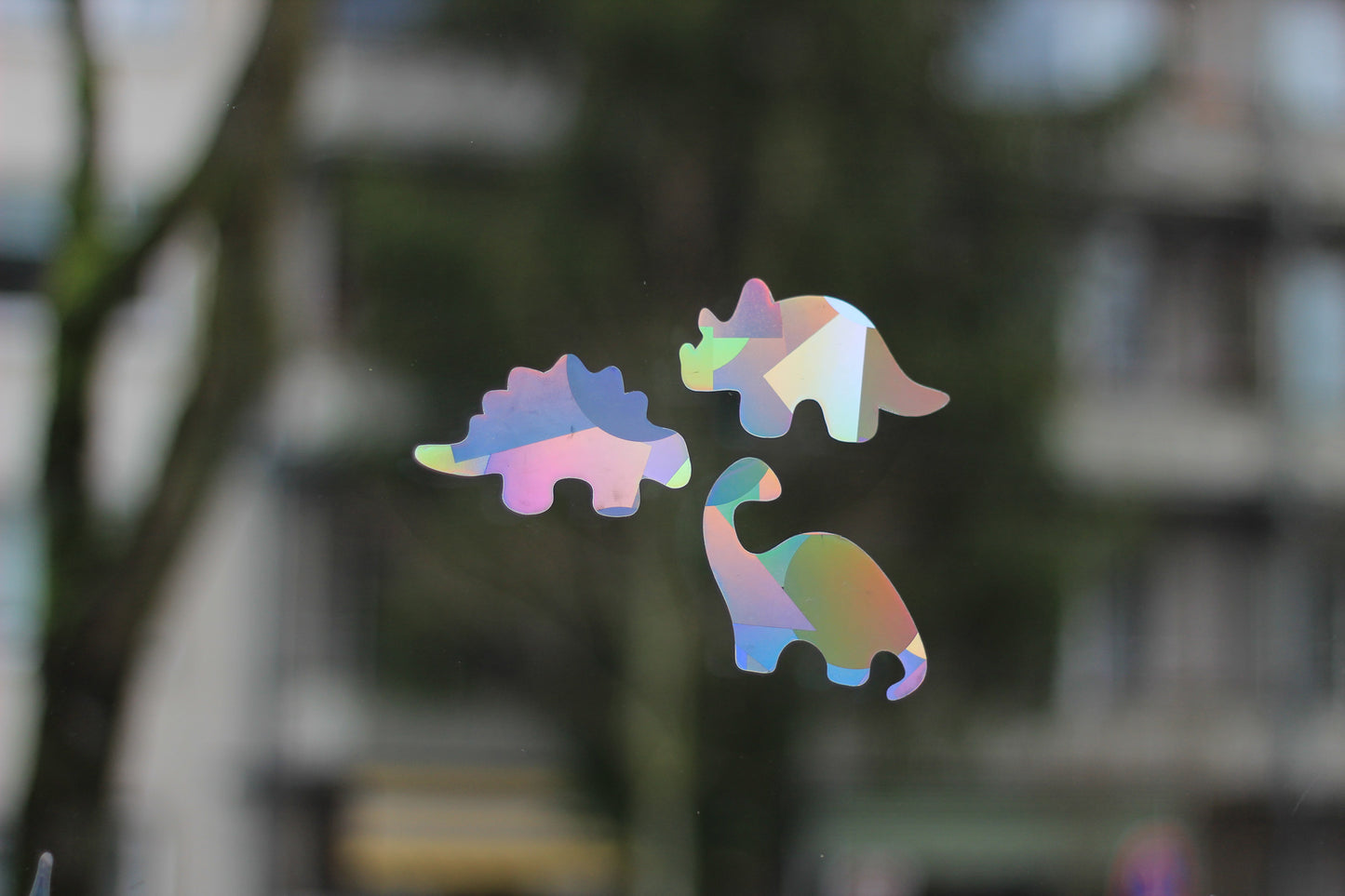 Window sticker set of dinosaurs with prismatic effect