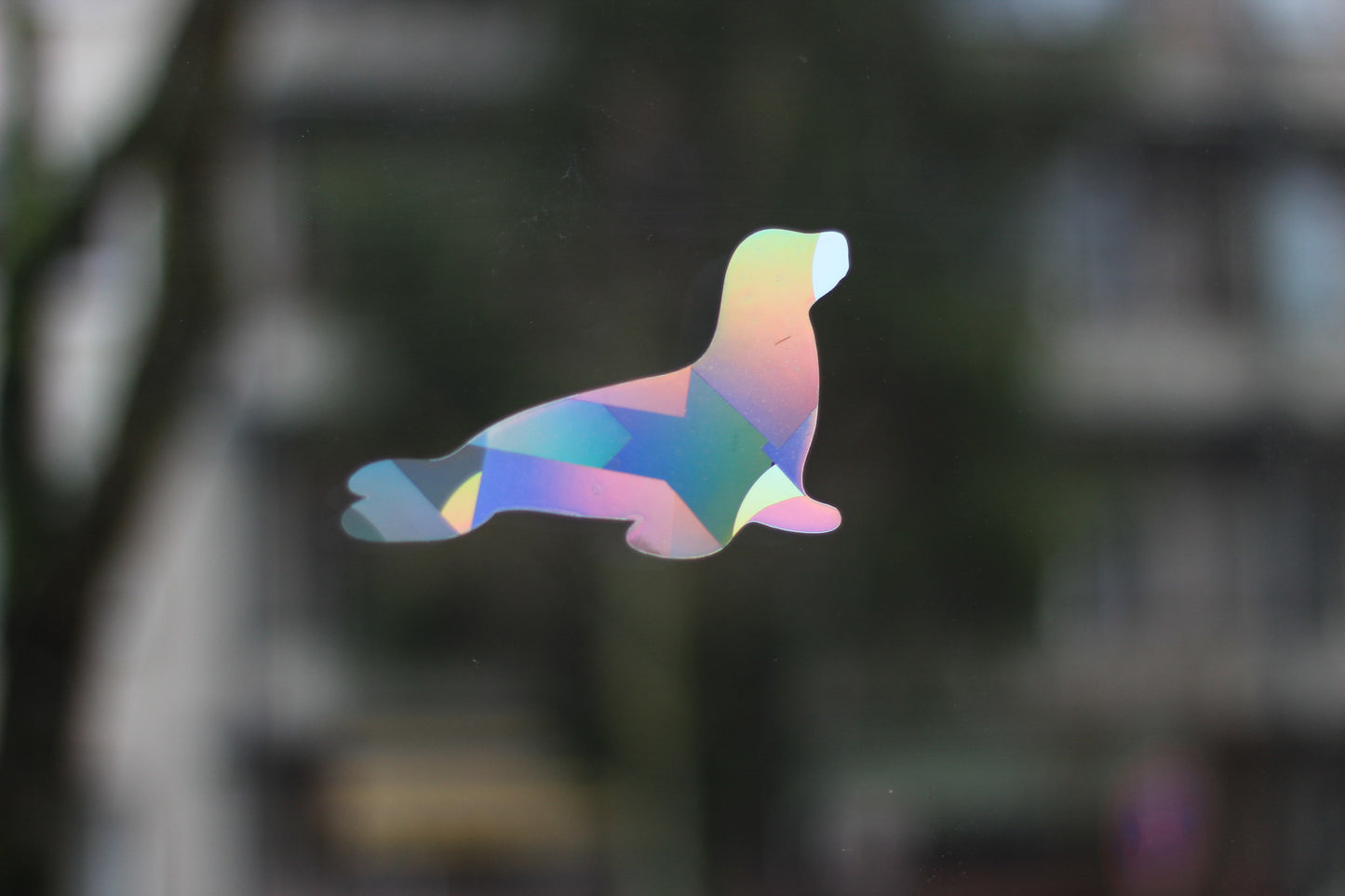 Seal window sticker with prismatic effect