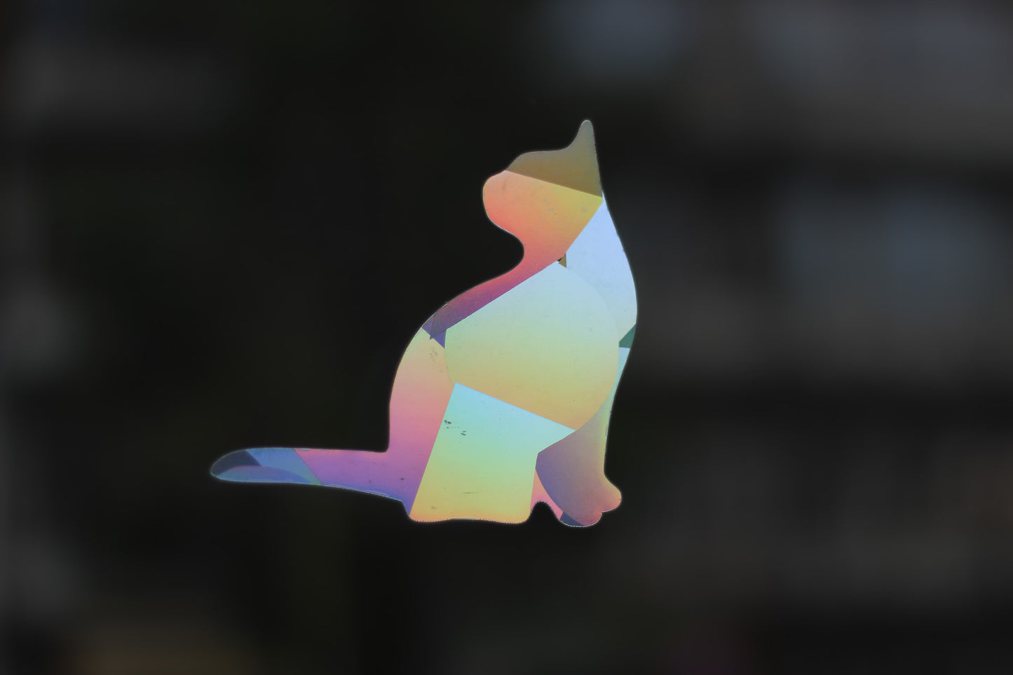 Window sticker cat with prismatic effect