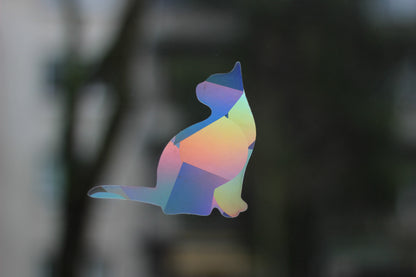 Window sticker cat with prismatic effect