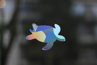 Window sticker turtle with prismatic effect