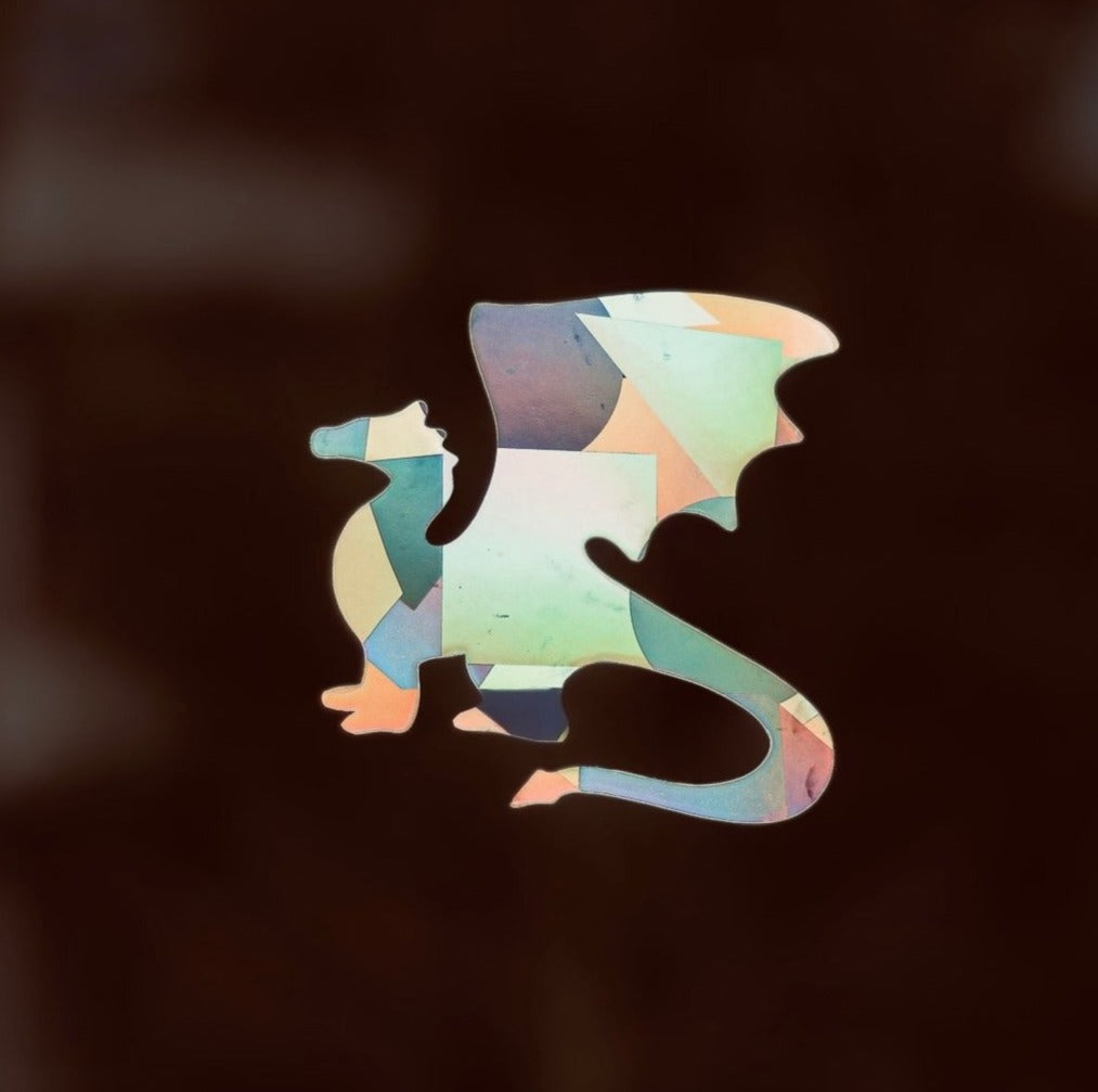 Window sticker dragon with prismatic effect