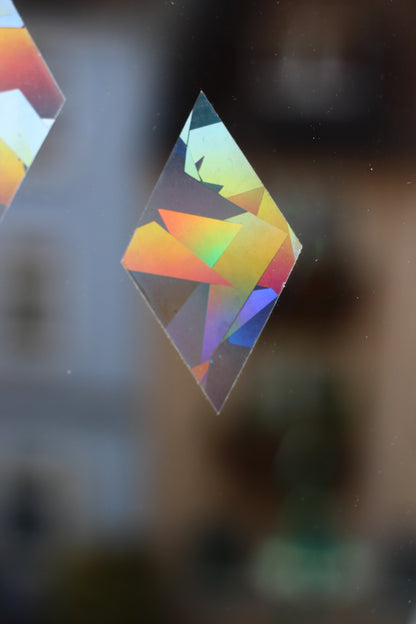 Window sticker set diamonds with prismatic effect