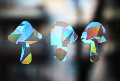 Fenstersticker Set Pilze mit prismatischem Effekt