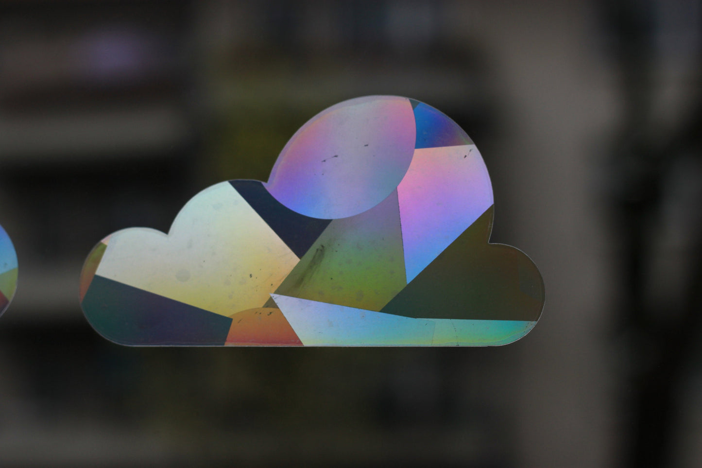 Window sticker large cloud with prismatic effect