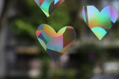 Fenstersticker Set Herzen mit prismatischem Effekt