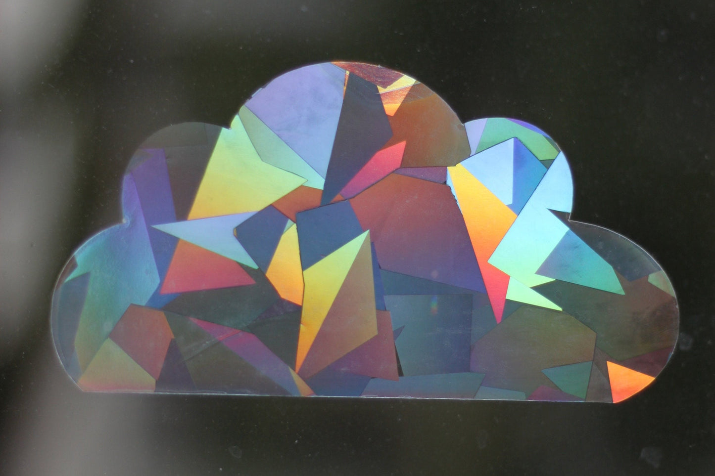 Window sticker large cloud with prismatic effect